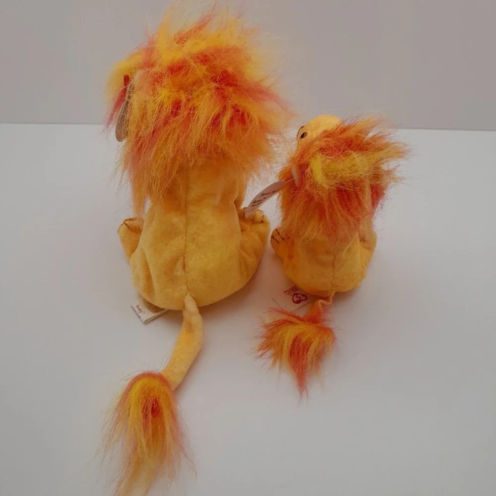 Ty Beanie Baby & Teenie Beanie - Lot of 2 (Bushy the Orange Lion) 2000 Plush Set